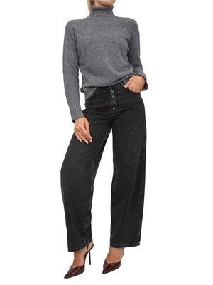 TWIN-SET Maglia collo alto Twinset in misto cashmere grigio con bordi lurex in DONNA