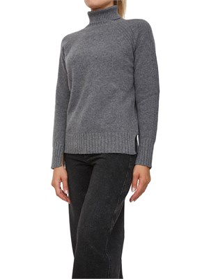 TWIN-SET Maglia collo alto Twinset in misto cashmere grigio con bordi lurex in DONNA