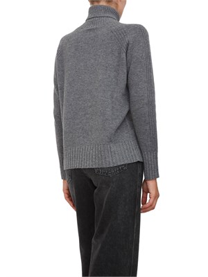 TWIN-SET Maglia collo alto Twinset in misto cashmere grigio con bordi lurex in DONNA