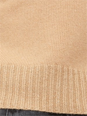 TWIN-SET Maglia cropped Twinset in misto mohair cammello con inserti lurex in fondo in DONNA