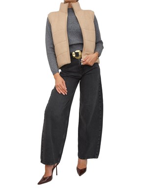 Gilet iBlues in lana beige imbottito e trapuntato con zip doppio cursore in DONNA