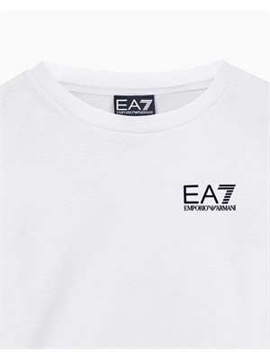 EA7 JUNIOR T-shirt Ea7 bianco a maniche lunghe Core Identity Boy in puro cotone organico ASV in BAMBINO