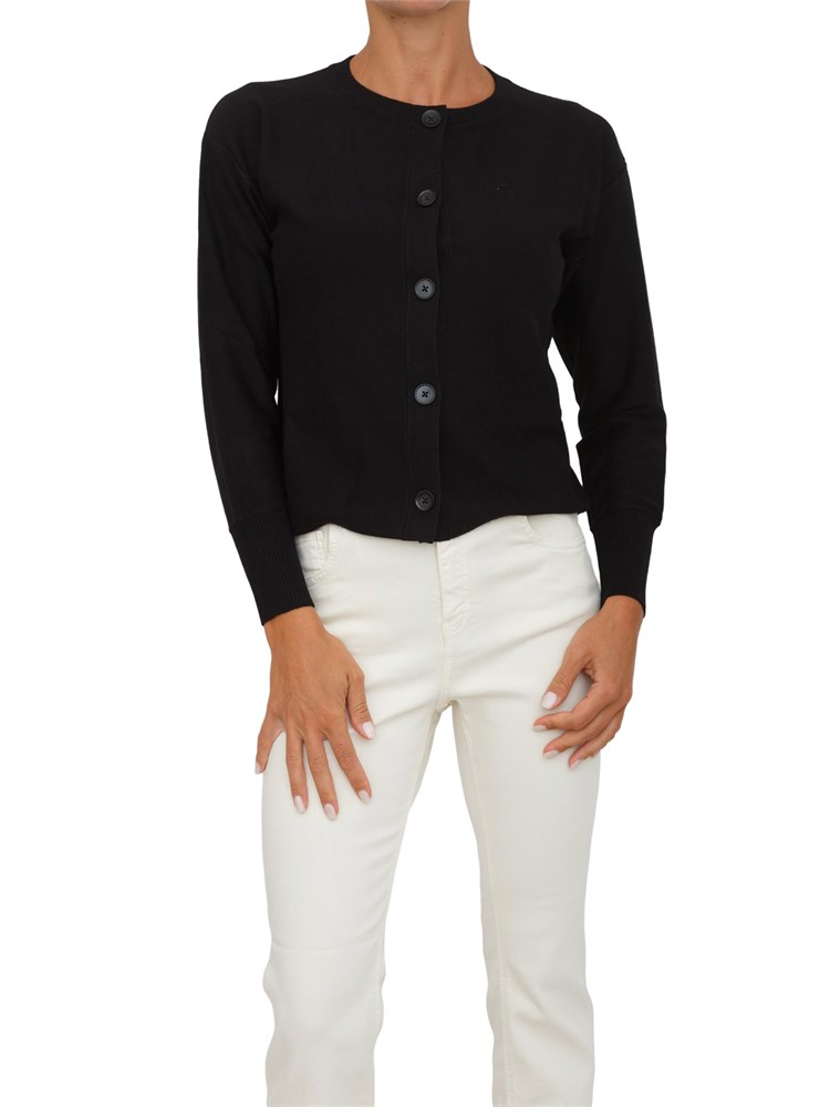 Cardigan Emme Marella linea boxy in misto viscosa nero