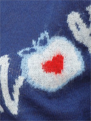 Maglia iBlues morbida in misto mohair blu con lettering a contrasto in DONNA