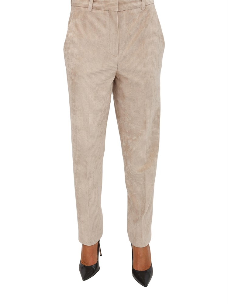 Pantaloni donna Circolo 1901 in velluto con lavorazione a coste beige