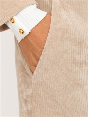 Pantaloni donna Circolo 1901 in velluto con lavorazione a coste beige in DONNA