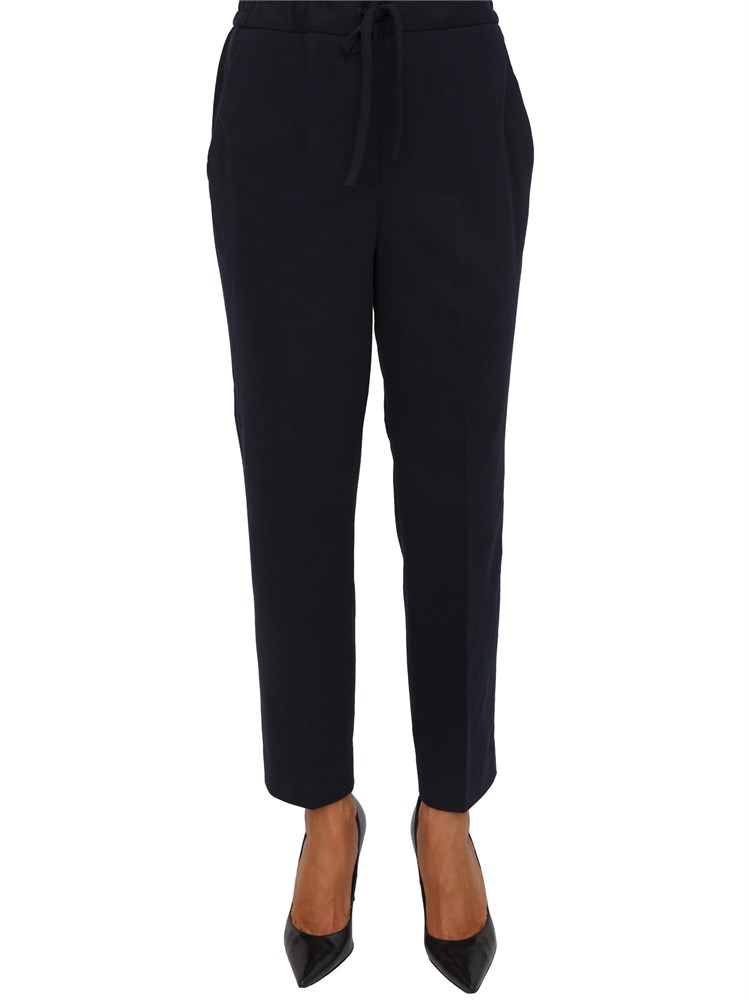 Pantaloni donna Circolo 1901 in lana vergine blu con coulisse in vita