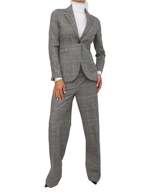 Pantaloni Circolo 1901 in lana grigio-nera con trama principe di Galles in DONNA