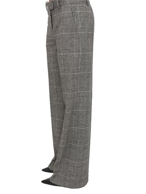 Pantaloni Circolo 1901 in lana grigio-nera con trama principe di Galles in DONNA