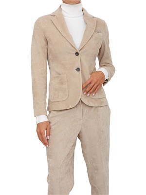 Giacca donna monopetto Circolo 1901 in velluto con lavorazione a coste beige in DONNA