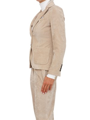 Giacca donna monopetto Circolo 1901 in velluto con lavorazione a coste beige in DONNA