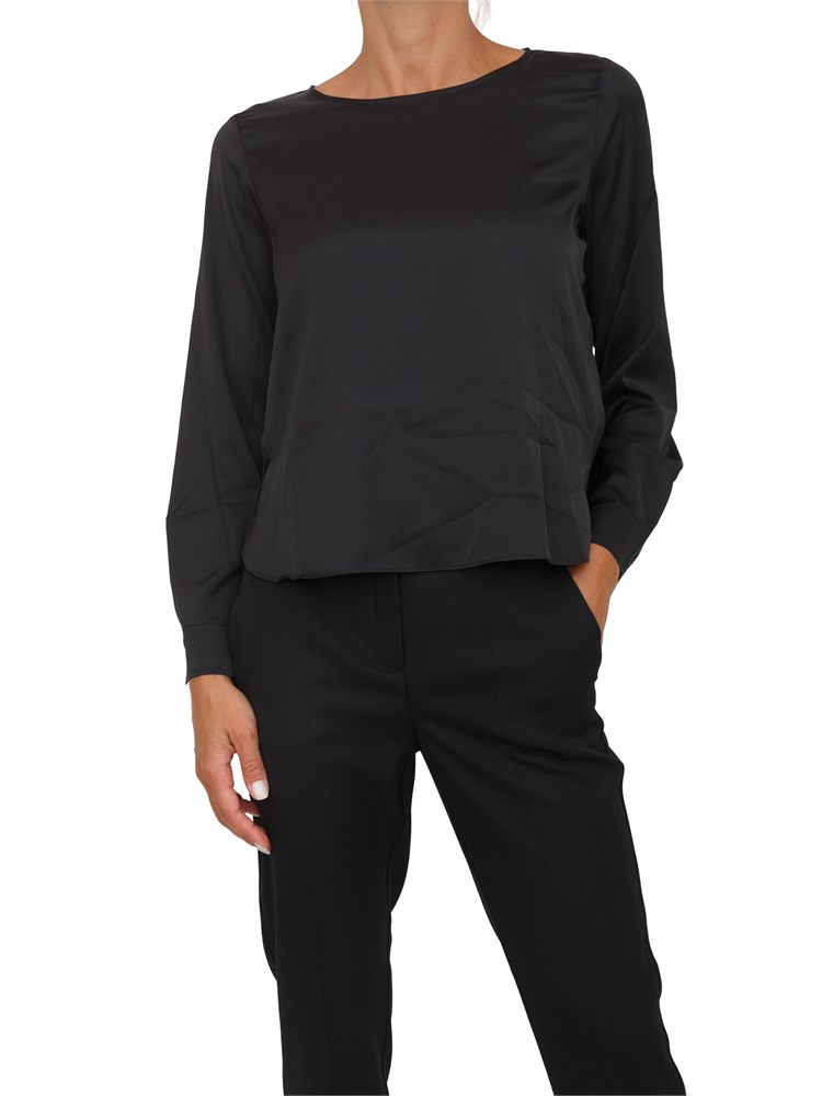 Blusa Emme Marella in tessuto nero effetto seta