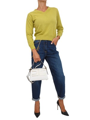 Maglia Emme Marella in misto viscosa verde con scollo V in DONNA