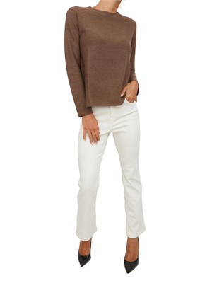 Pantaloni Emme Marella modello flare in cotone bianco in DONNA