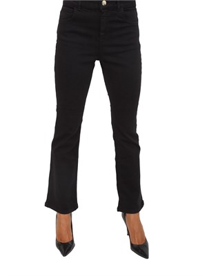 Pantaloni Emme Marella modello flare in cotone nero in DONNA