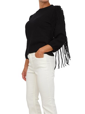 Maglia Emme Marella in misto lana e cashmere nera con frange in DONNA