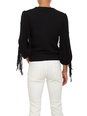 Maglia Emme Marella in misto lana e cashmere nera con frange in DONNA