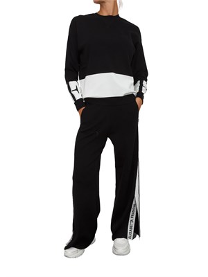 Pantaloni Elisabetta Franchi in viscosa nera con bande bianche in DONNA