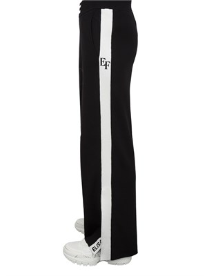 Pantaloni Elisabetta Franchi in viscosa nera con bande bianche in DONNA