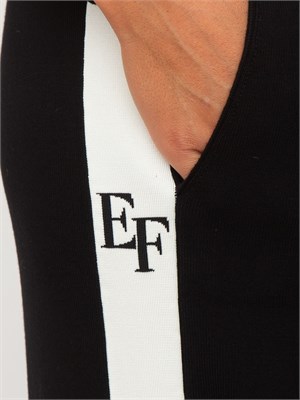 Pantaloni Elisabetta Franchi in viscosa nera con bande bianche in DONNA