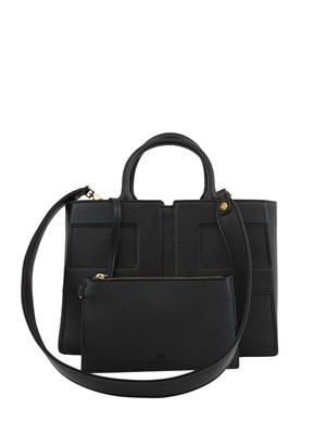 Borsa tote grande nero Elisabetta Franchi con logo in DONNA