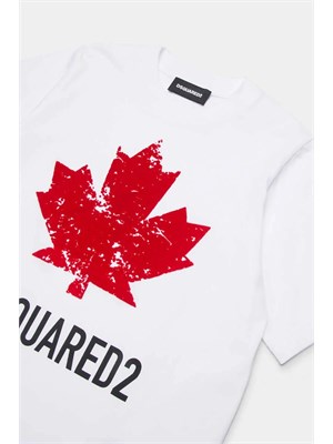DSQUARED2 JUNIOR T-shirt Dsquared2 Kids bianco con logo rosso in BAMBINO