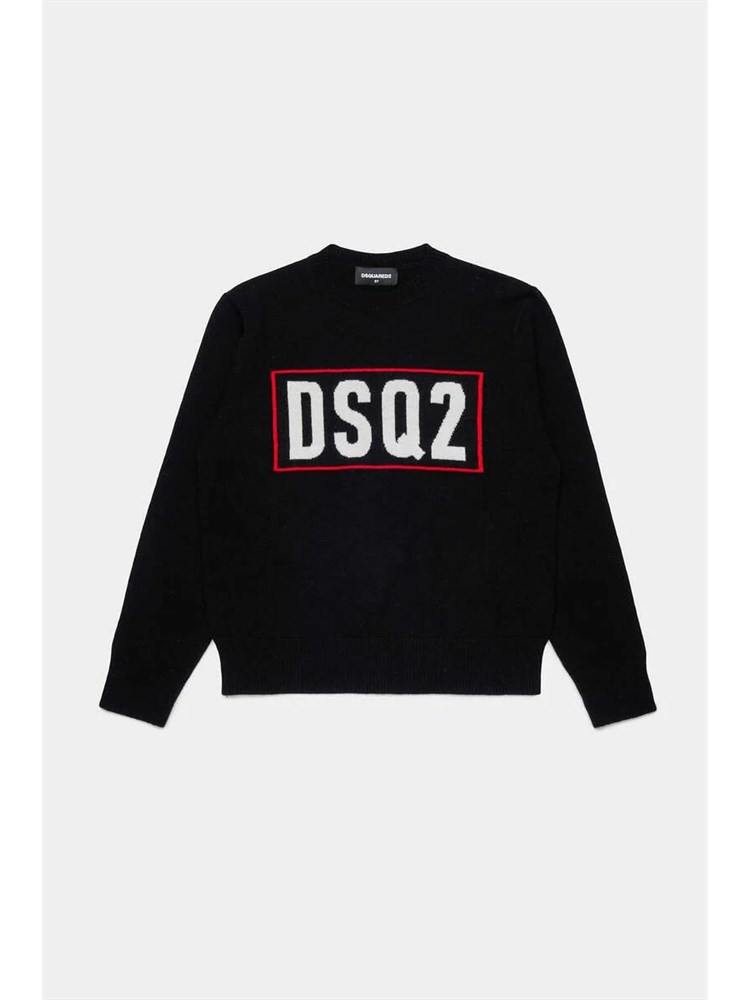 DSQUARED2 JUNIOR Maglia Dsquared2 Kids nero in lana merino con logo