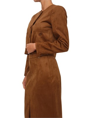 Giacca cropped Liu Jo donna in tessuto cammello effetto camoscio in DONNA