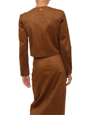 Giacca cropped Liu Jo donna in tessuto cammello effetto camoscio in DONNA