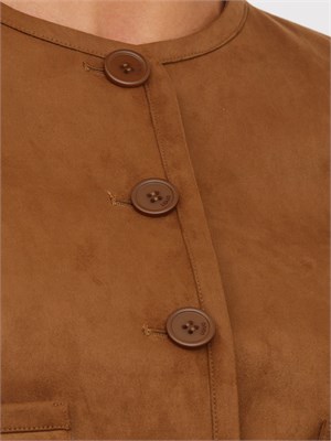 Giacca cropped Liu Jo donna in tessuto cammello effetto camoscio in DONNA