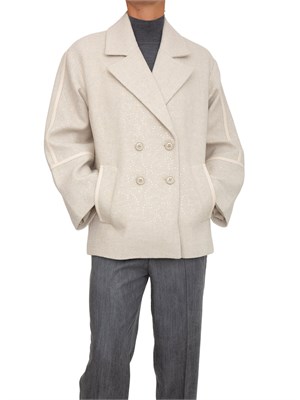 Cappotto caban Liu Jo in misto lana avorio con paillettes in DONNA