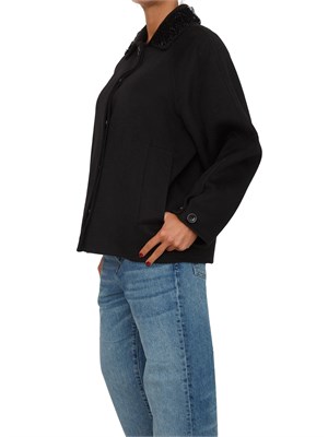 Cappotto corto Liu Jo donna in misto lana nero con paillettes su collo in DONNA