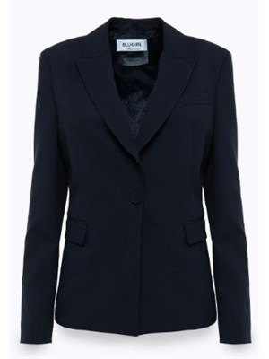 GiaccaBlugirl in flanella di viscosa blu + top in pizzo in DONNA