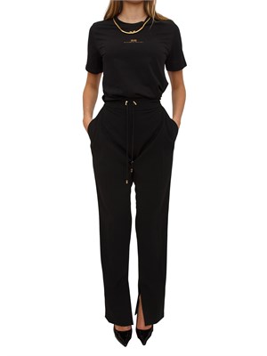 Pantaloni Elisabetta Franchi in crêpe nero con coulisse in DONNA