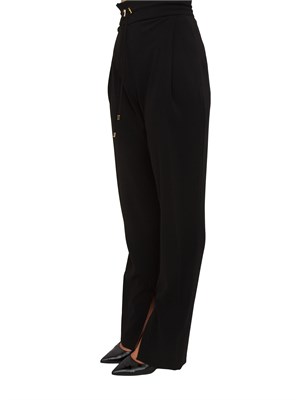 Pantaloni Elisabetta Franchi in crêpe nero con coulisse in DONNA