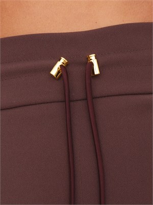 Pantaloni Elisabetta Franchi in crêpe bordeaux con coulisse in DONNA