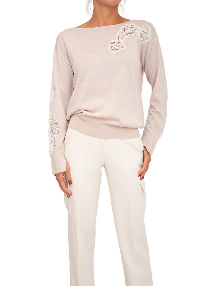 Maglia Blugirl in lana e pizzo rosa