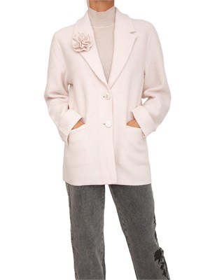 Giacca Blugirl in maglia di lana rosa con spilla removibile in DONNA