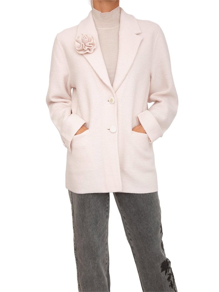 Giacca Blugirl in maglia di lana rosa con spilla removibile