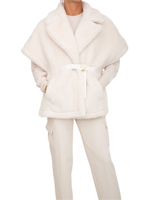 Cappa gilet Blugirl in faux fur bianco con cinturino in DONNA