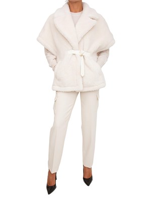 Cappa gilet Blugirl in faux fur bianco con cinturino in DONNA