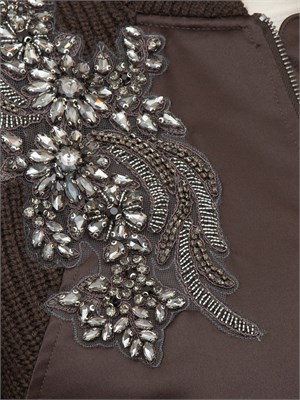 Bomber Blugirl in maglia e duchesse marrone con cristalli in DONNA