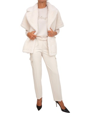 Maglia Blugirl in lana e cachemire avorio logo cristalli in DONNA