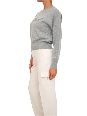 Maglia Blugirl in lana e cachemire grigio logo cristalli in DONNA