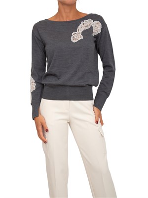 Maglia Blugirl in lana e pizzo grigio in DONNA