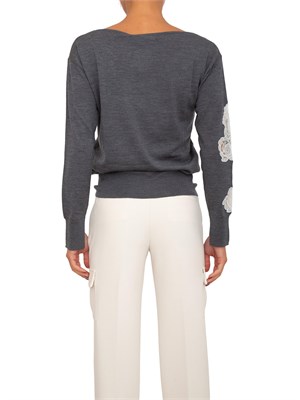 Maglia Blugirl in lana e pizzo grigio in DONNA