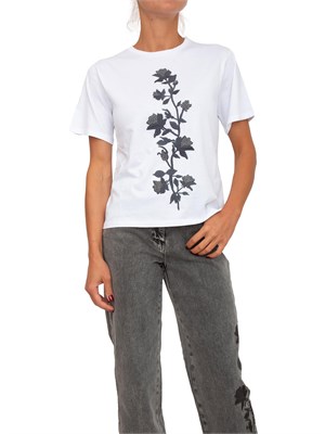 T-shirt Blugirl in cotone bianco con stampa remage in DONNA