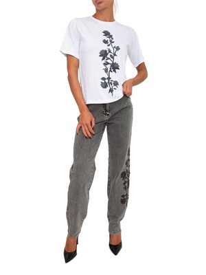 T-shirt Blugirl in cotone bianco con stampa remage in DONNA