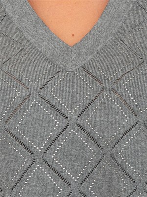 Maglia Blugirl in viscosa grigia punzonata con strass in DONNA