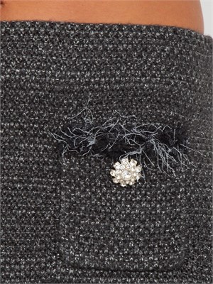 Minigonna Blugirl in moulinÉ tweed grigio con bottoni gioiello in DONNA